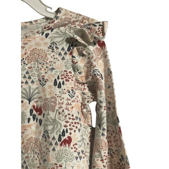 Rachel Zoe Girls Floral Long Sleeve Top Size 5T Woodland Print Ruffle Detail - Picture 3 of 6
